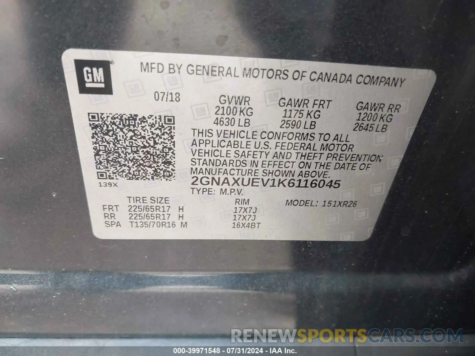 9 fotografías del automóvil dañado 2GNAXUEV1K6116045 CHEVROLET EQUINOX 2019