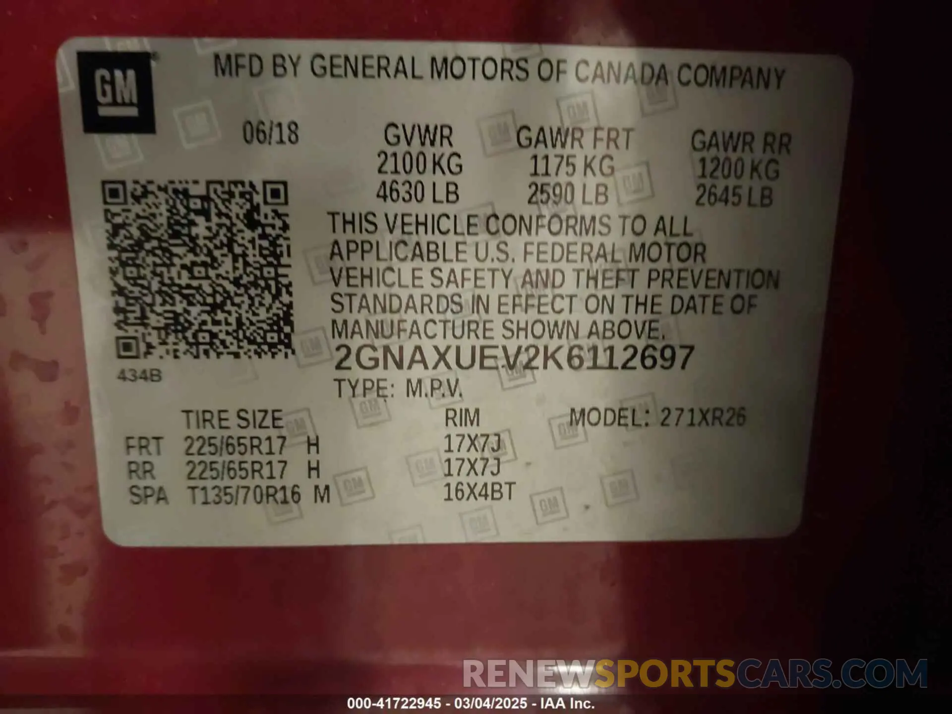 9 fotografías del automóvil dañado 2GNAXUEV2K6112697 CHEVROLET EQUINOX 2019