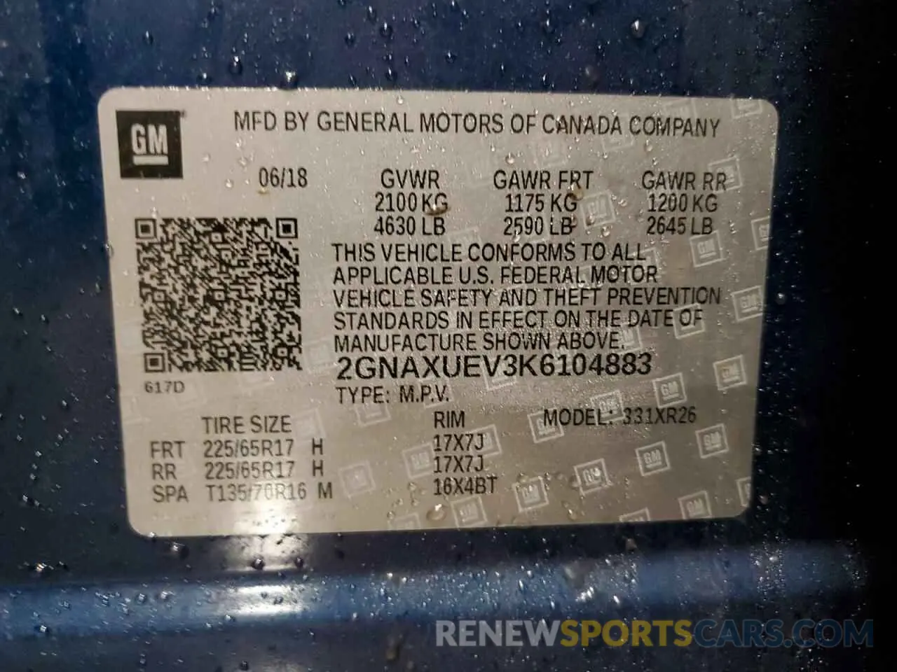 14 fotografías del automóvil dañado 2GNAXUEV3K6104883 CHEVROLET EQUINOX 2019
