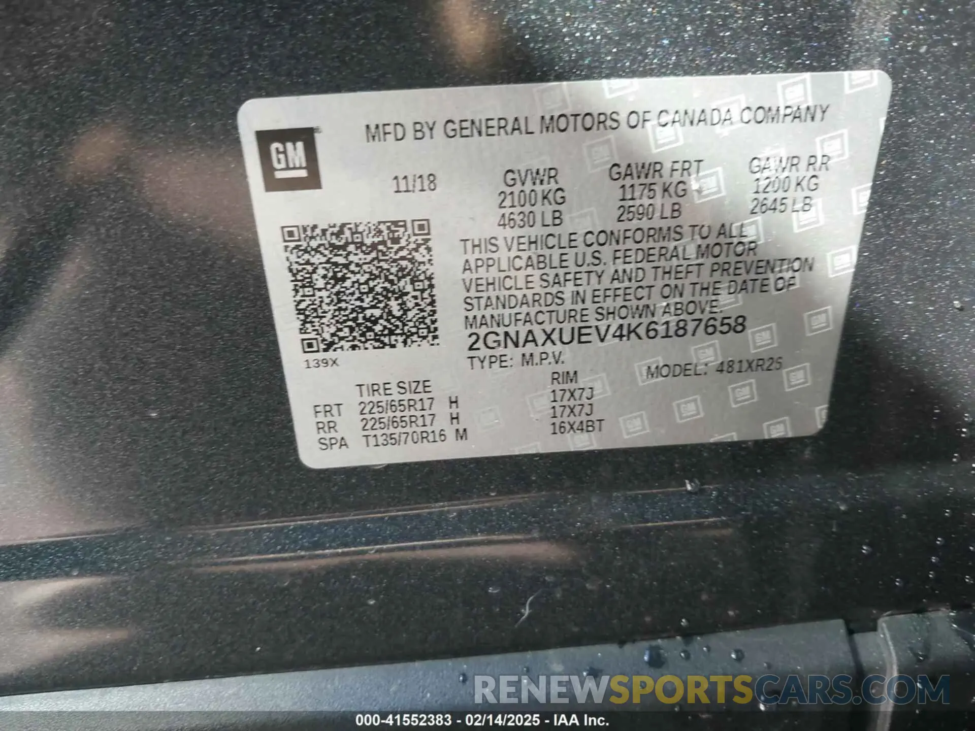 9 fotografías del automóvil dañado 2GNAXUEV4K6187658 CHEVROLET EQUINOX 2019