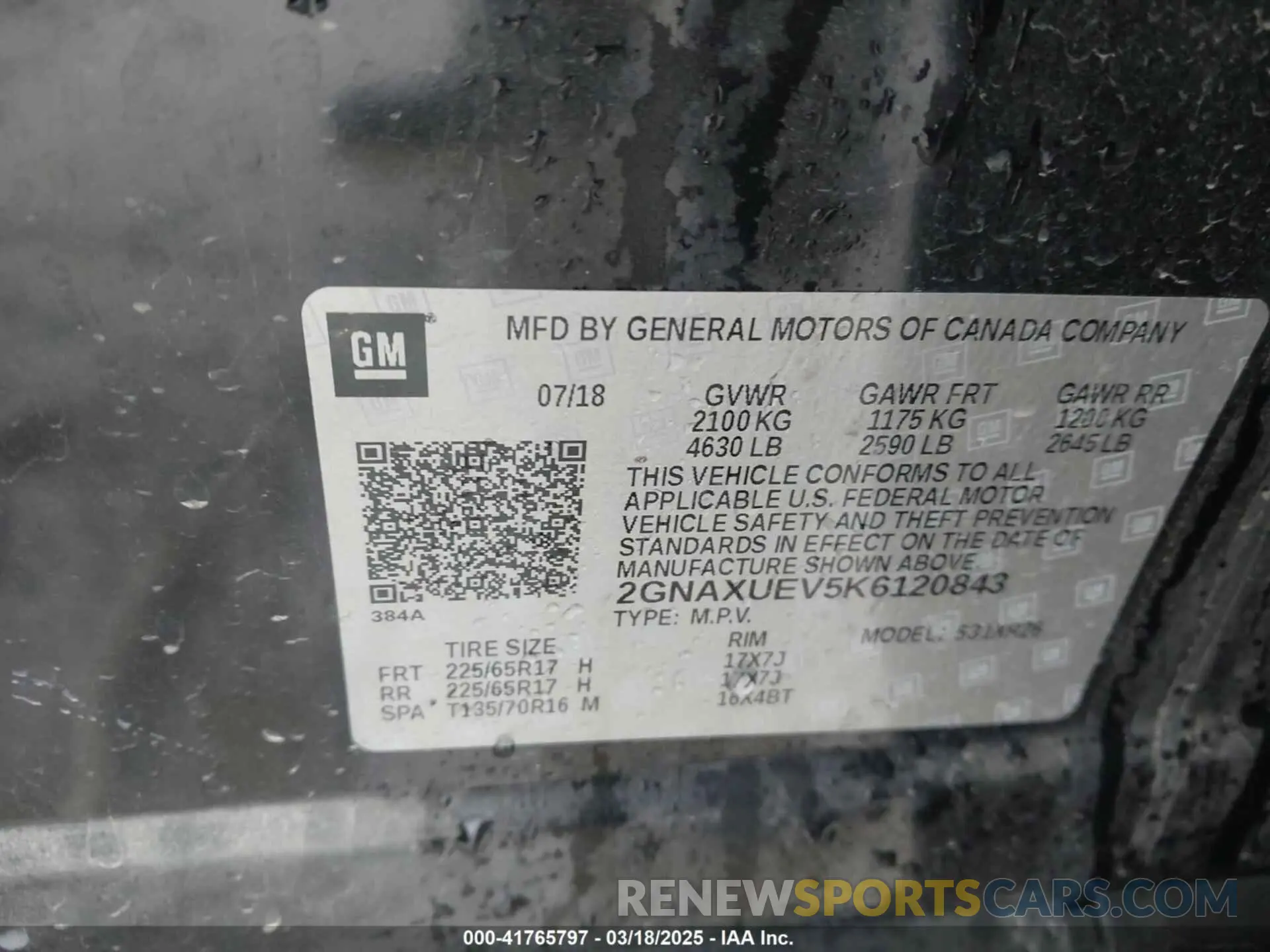 9 fotografías del automóvil dañado 2GNAXUEV5K6120843 CHEVROLET EQUINOX 2019