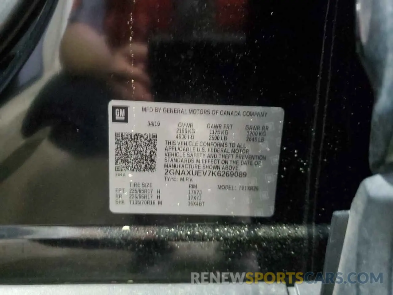 13 fotografías del automóvil dañado 2GNAXUEV7K6269089 CHEVROLET EQUINOX 2019