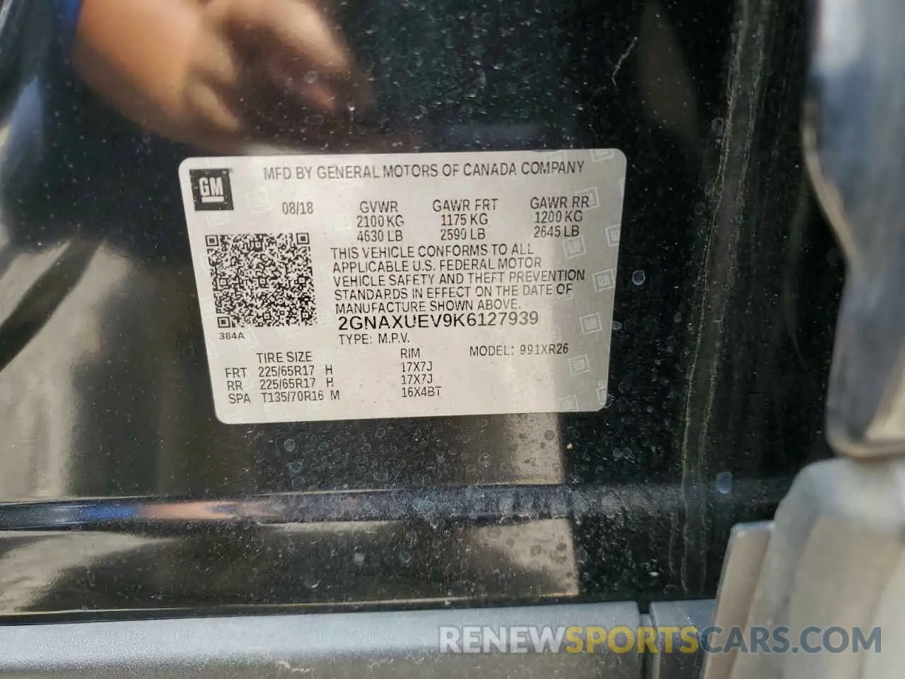 13 fotografías del automóvil dañado 2GNAXUEV9K6127939 CHEVROLET EQUINOX 2019