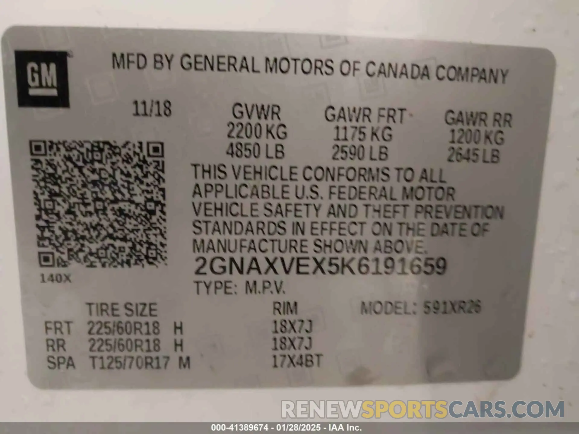 9 fotografías del automóvil dañado 2GNAXVEX5K6191659 CHEVROLET EQUINOX 2019