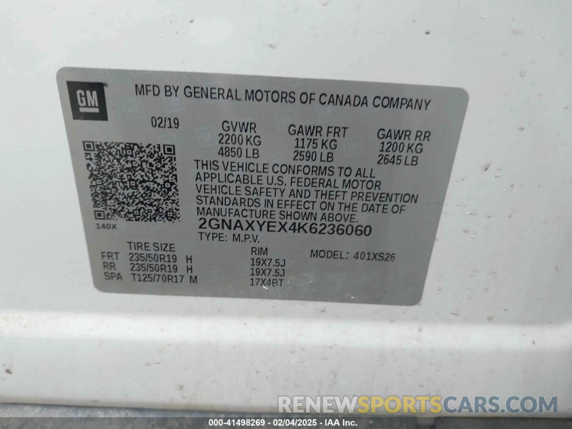 9 fotografías del automóvil dañado 2GNAXYEX4K6236060 CHEVROLET EQUINOX 2019