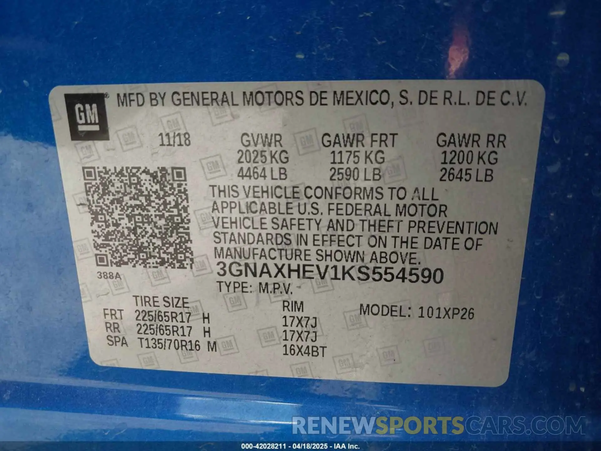 9 fotografías del automóvil dañado 3GNAXHEV1KS554590 CHEVROLET EQUINOX 2019