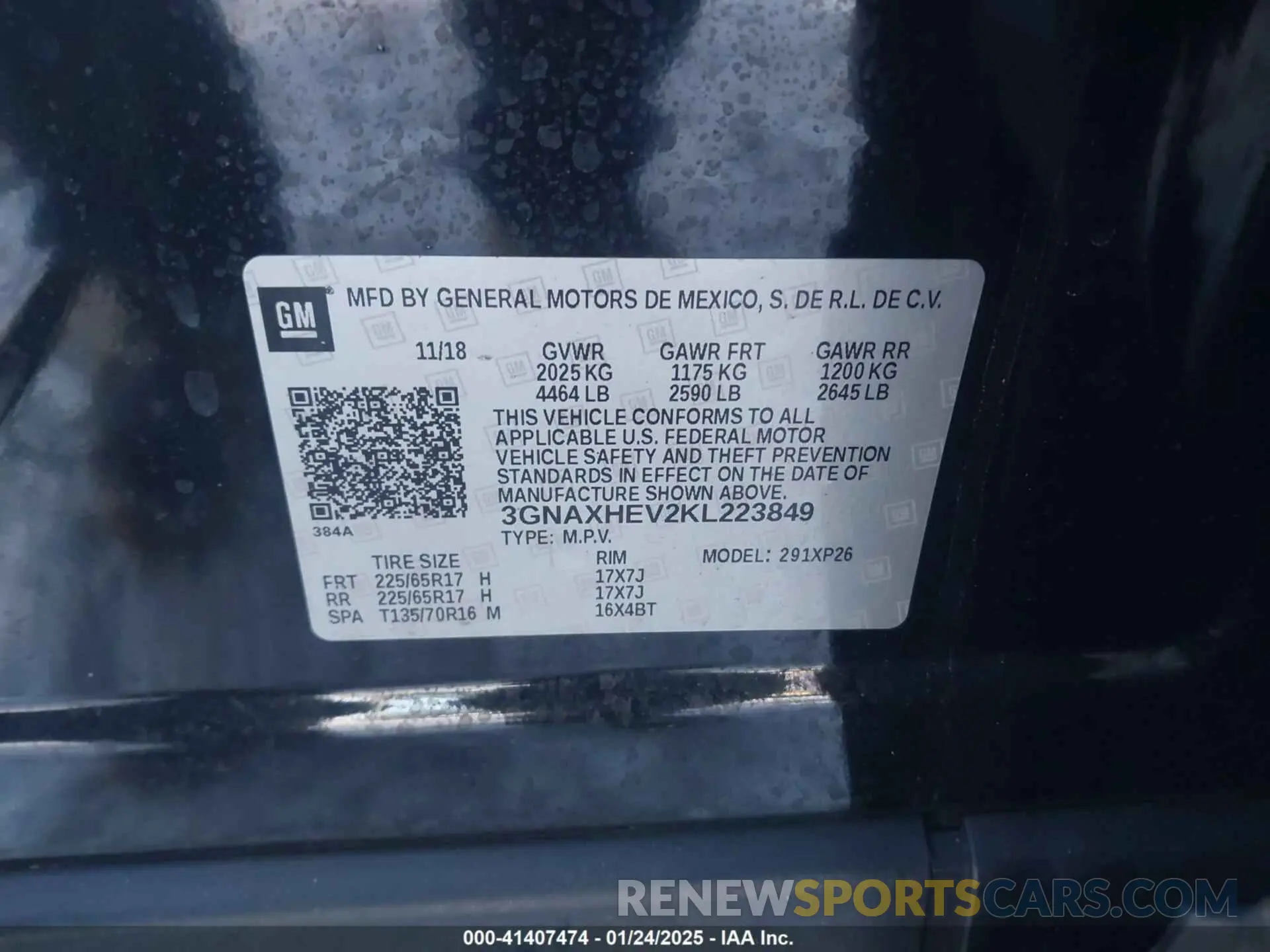 9 fotografías del automóvil dañado 3GNAXHEV2KL223849 CHEVROLET EQUINOX 2019