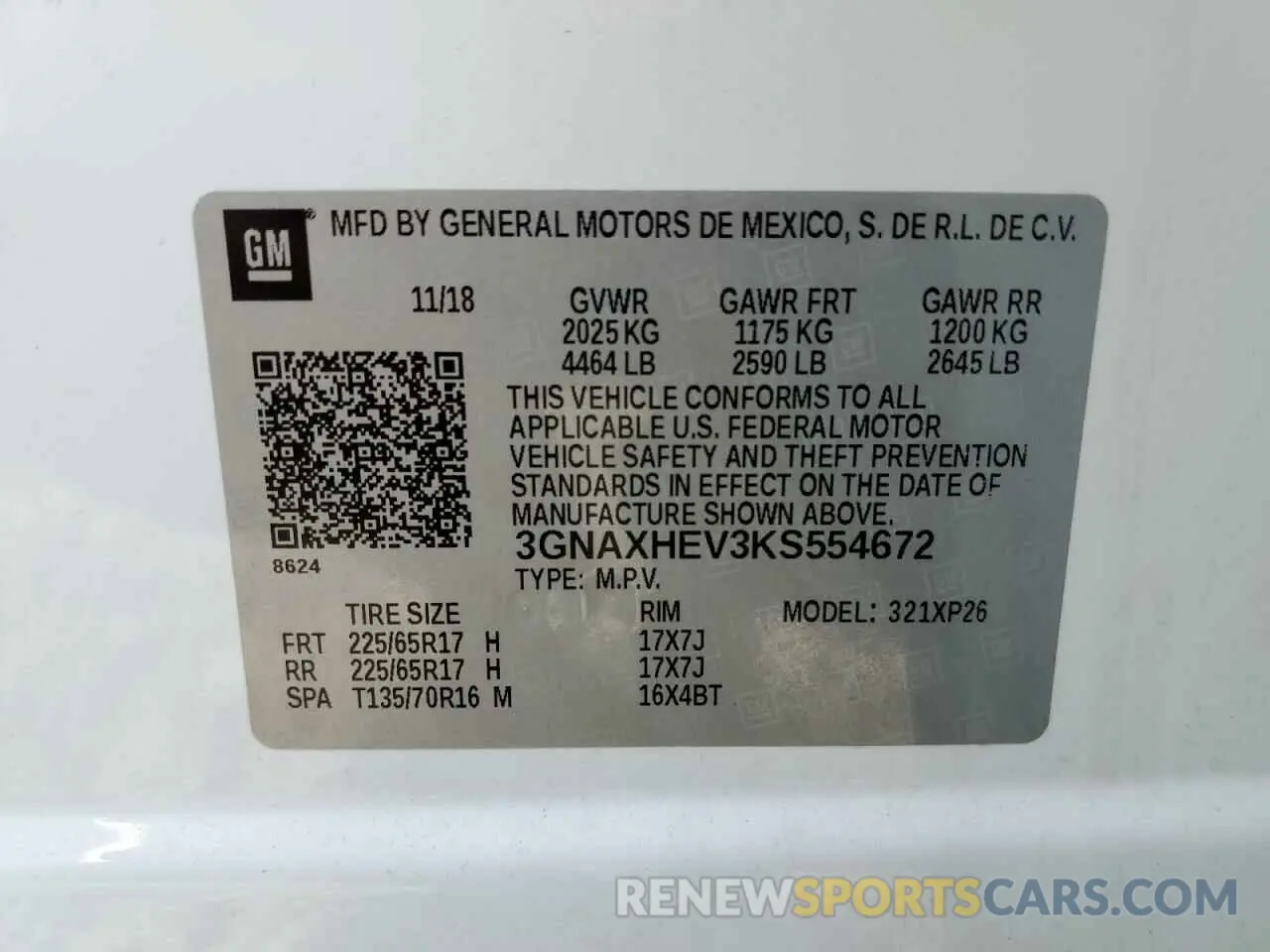 13 fotografías del automóvil dañado 3GNAXHEV3KS554672 CHEVROLET EQUINOX 2019