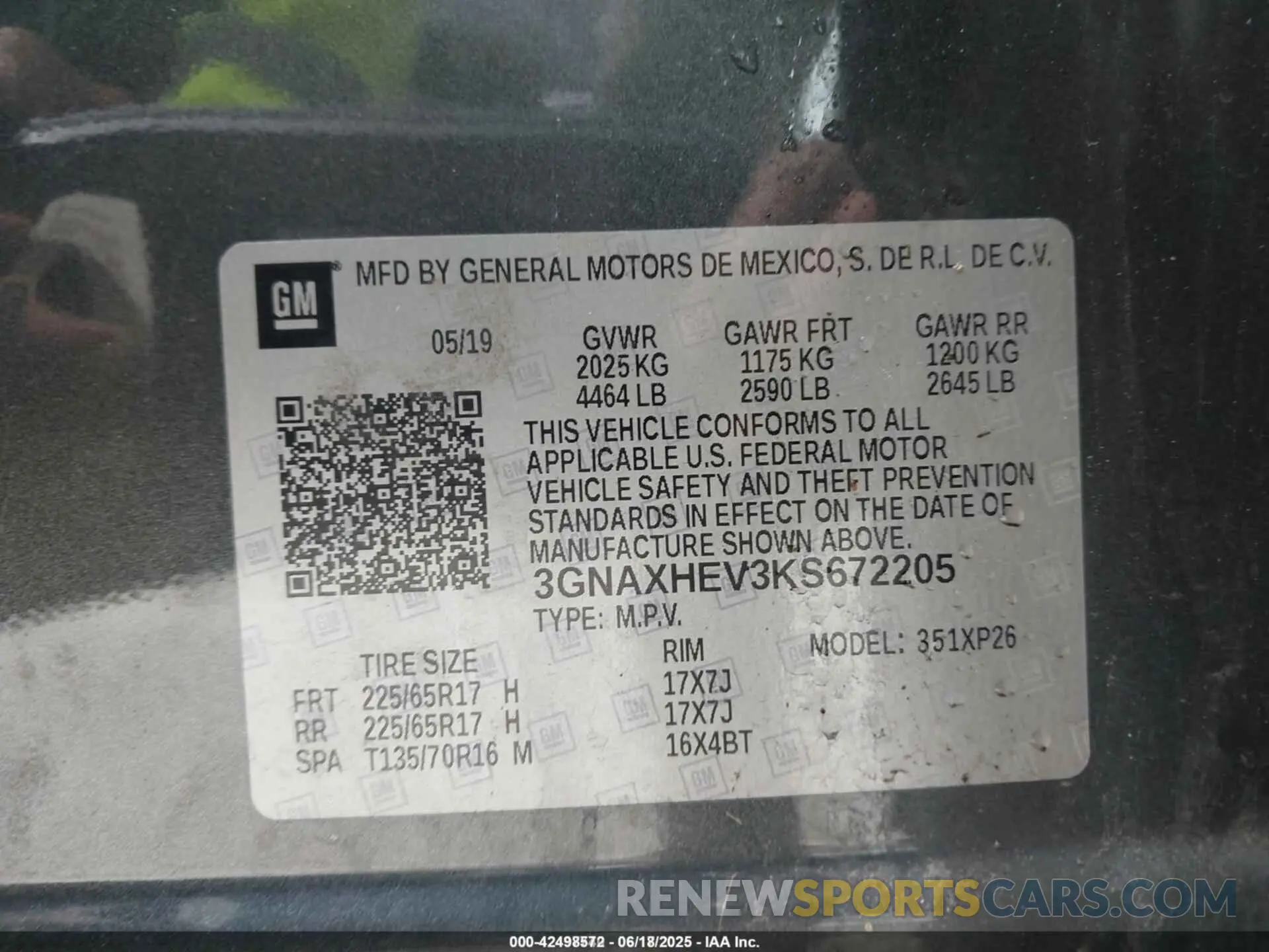 9 fotografías del automóvil dañado 3GNAXHEV3KS672205 CHEVROLET EQUINOX 2019