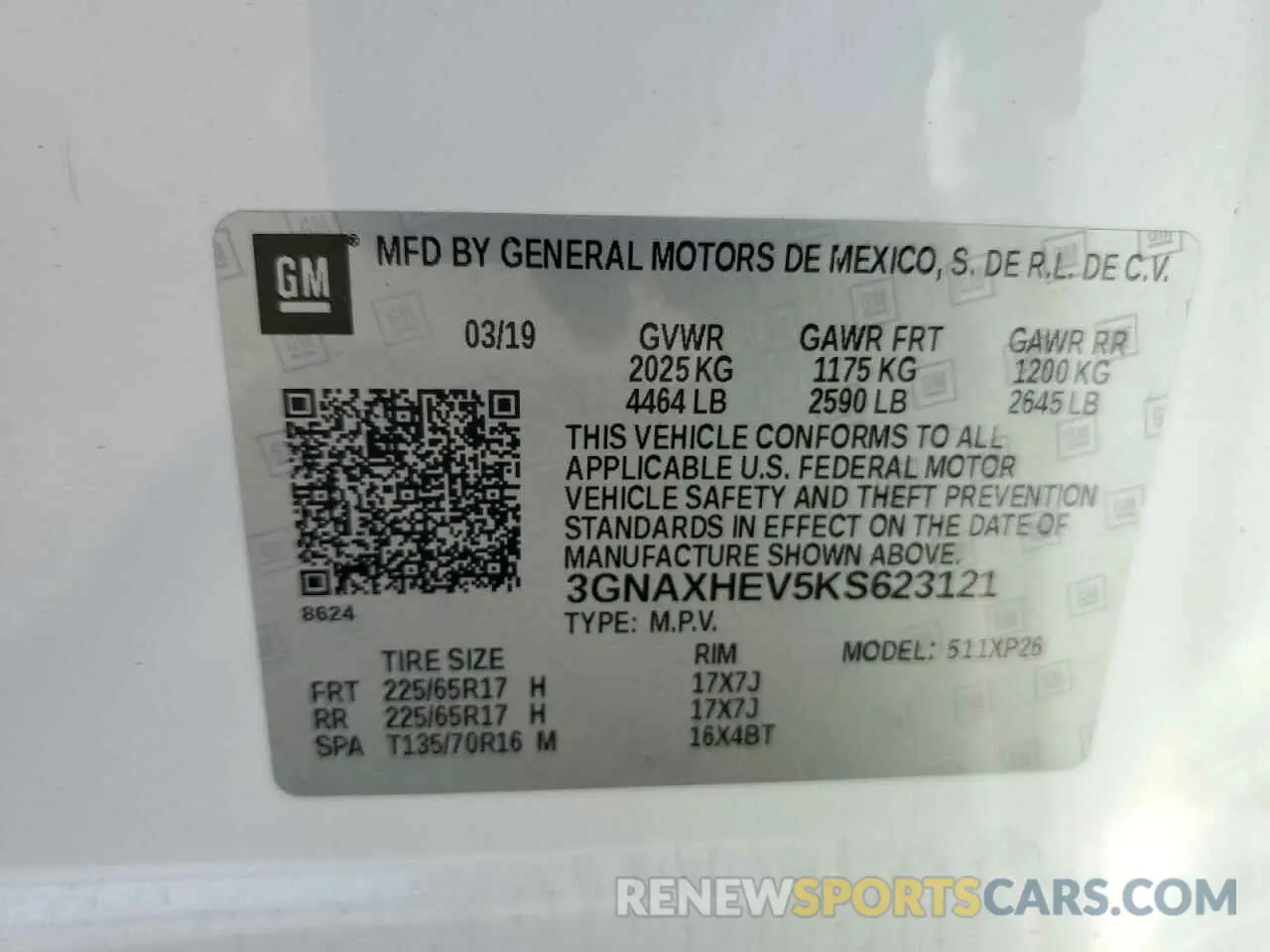 13 fotografías del automóvil dañado 3GNAXHEV5KS623121 CHEVROLET EQUINOX 2019