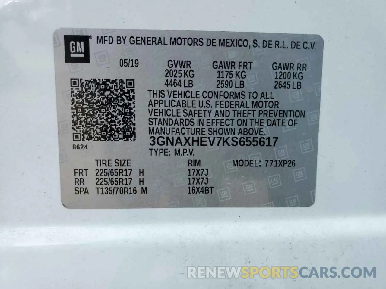 14 fotografías del automóvil dañado 3GNAXHEV7KS655617 CHEVROLET EQUINOX 2019