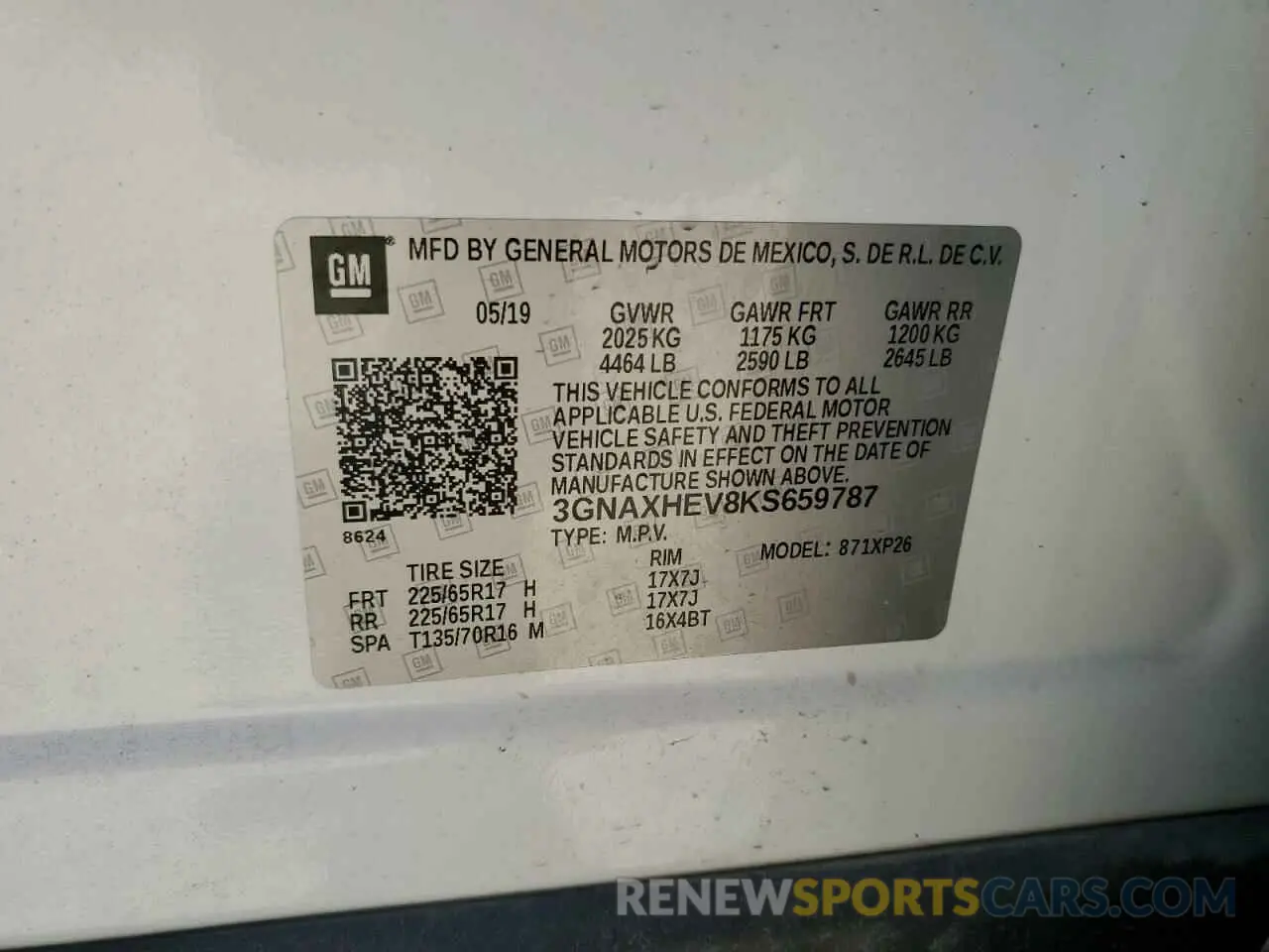 13 fotografías del automóvil dañado 3GNAXHEV8KS659787 CHEVROLET EQUINOX 2019