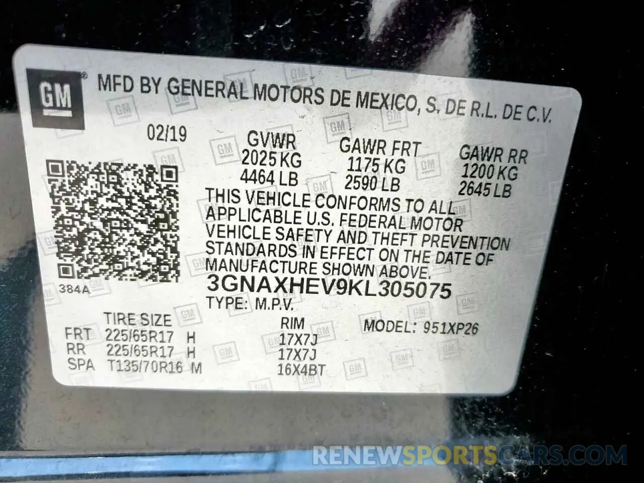 13 fotografías del automóvil dañado 3GNAXHEV9KL305075 CHEVROLET EQUINOX 2019