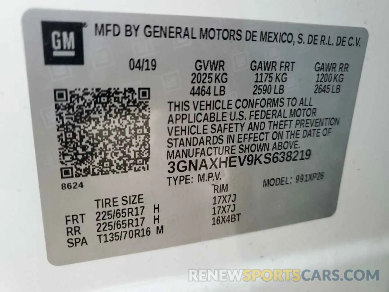 12 fotografías del automóvil dañado 3GNAXHEV9KS638219 CHEVROLET EQUINOX 2019