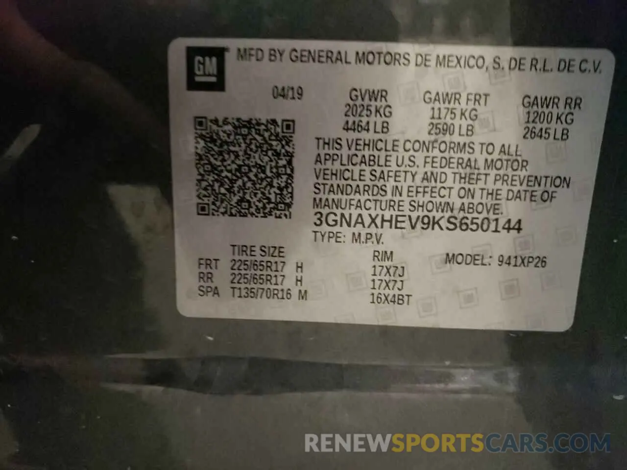 13 fotografías del automóvil dañado 3GNAXHEV9KS650144 CHEVROLET EQUINOX 2019