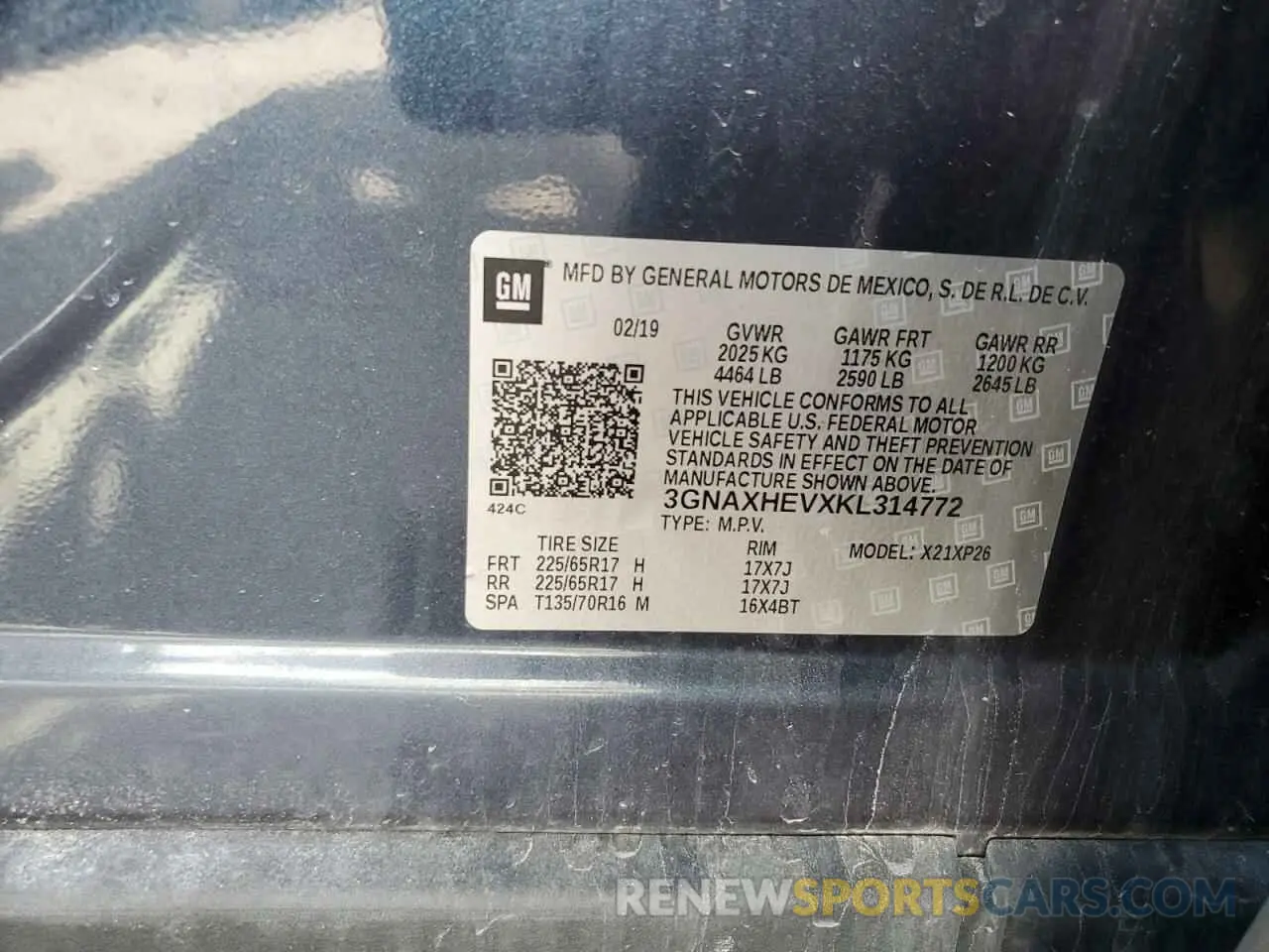 13 fotografías del automóvil dañado 3GNAXHEVXKL314772 CHEVROLET EQUINOX 2019