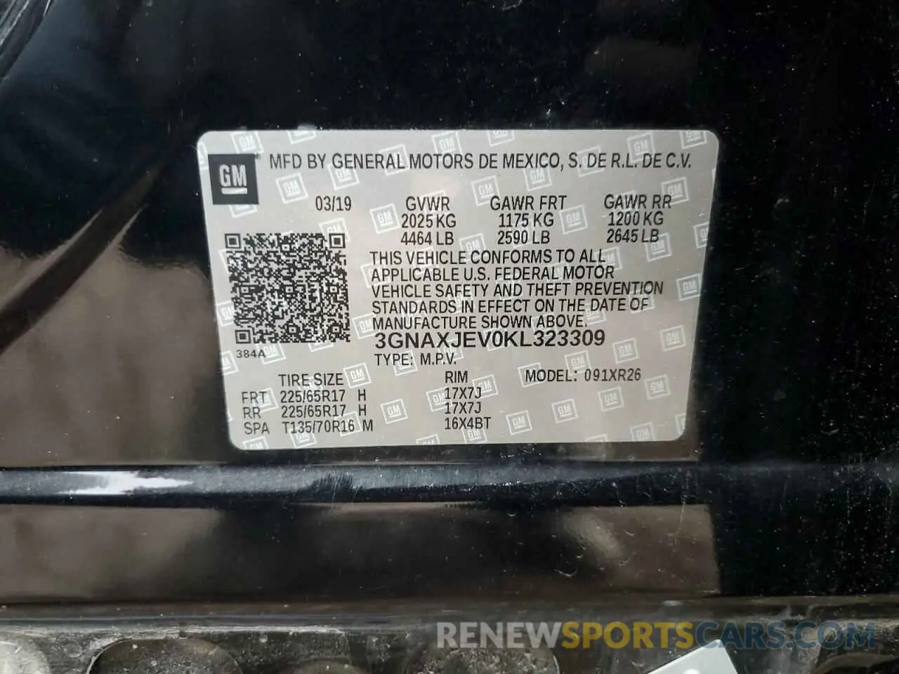 14 fotografías del automóvil dañado 3GNAXJEV0KL323309 CHEVROLET EQUINOX 2019