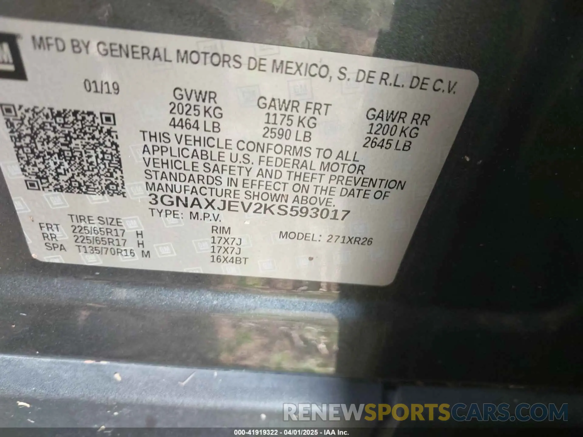 9 fotografías del automóvil dañado 3GNAXJEV2KS593017 CHEVROLET EQUINOX 2019