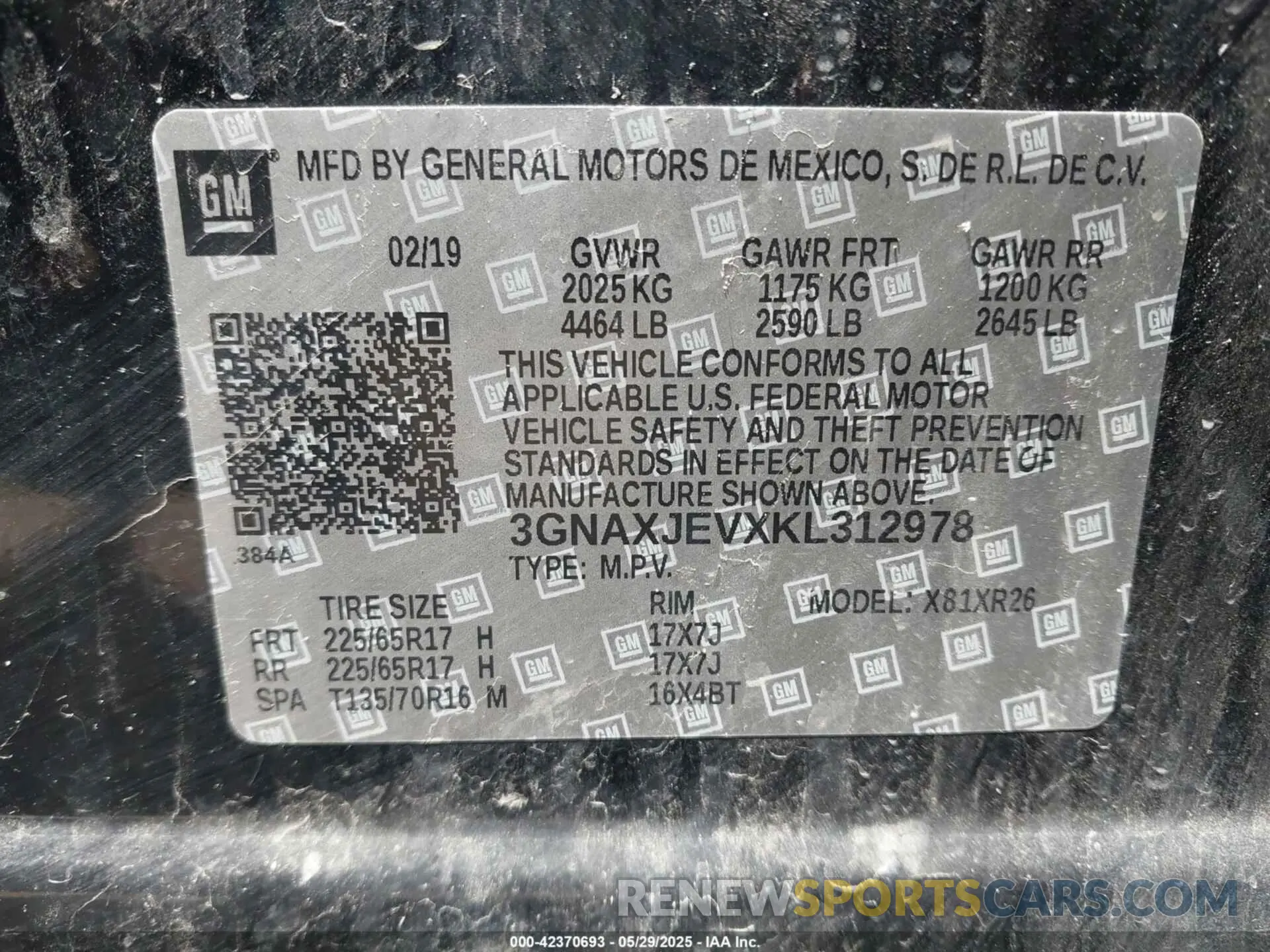 9 fotografías del automóvil dañado 3GNAXJEVXKL312978 CHEVROLET EQUINOX 2019