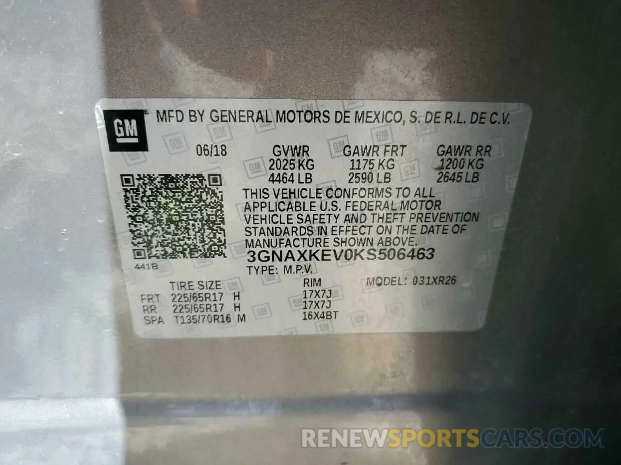 16 fotografías del automóvil dañado 3GNAXKEV0KS506463 CHEVROLET EQUINOX 2019