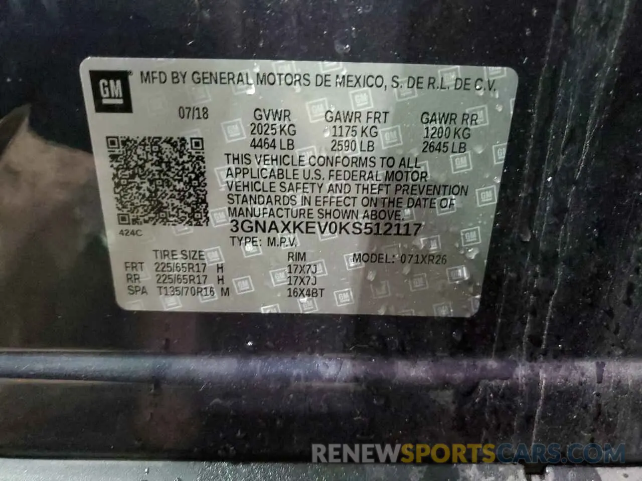 14 fotografías del automóvil dañado 3GNAXKEV0KS512117 CHEVROLET EQUINOX 2019