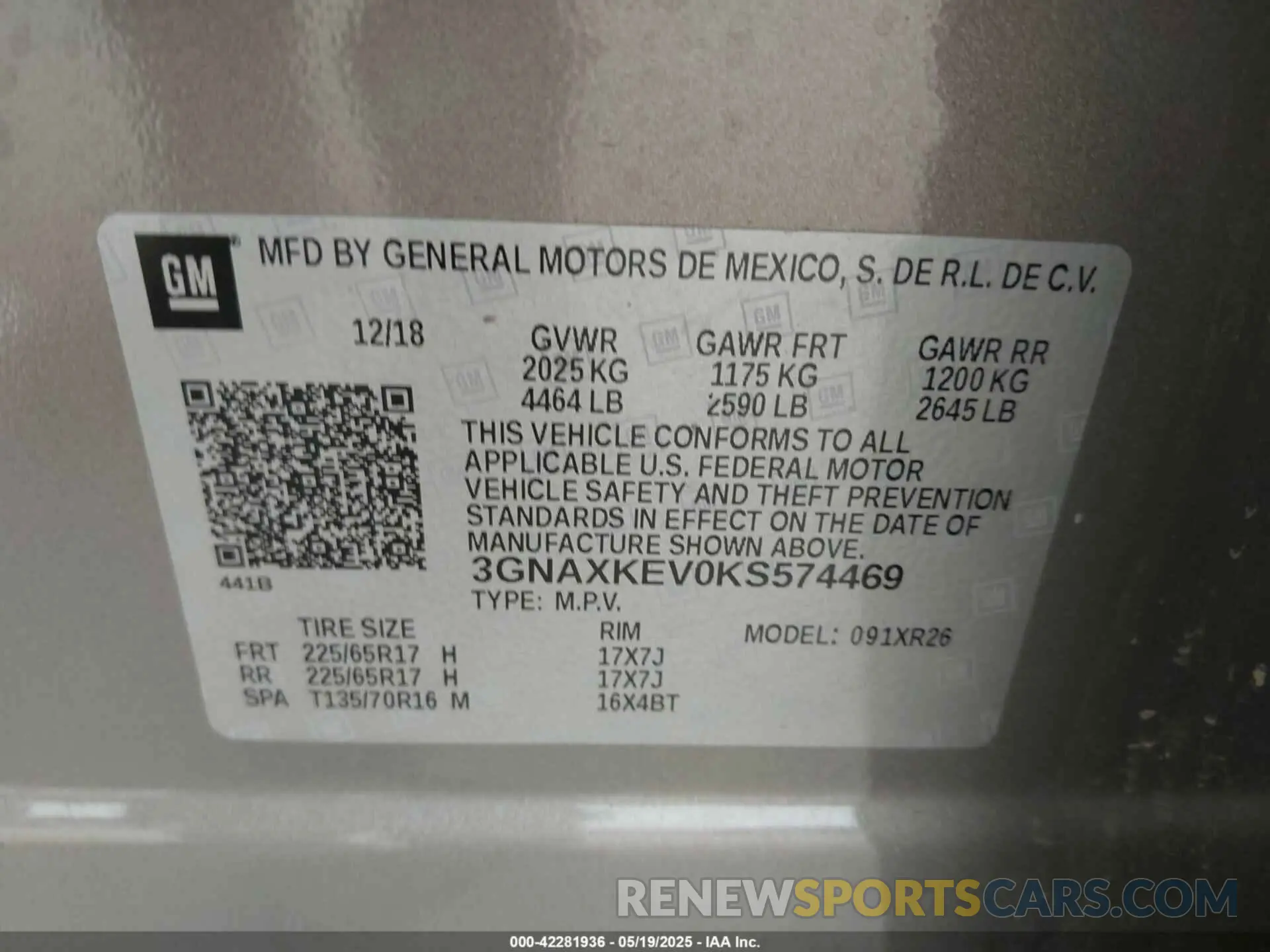 9 fotografías del automóvil dañado 3GNAXKEV0KS574469 CHEVROLET EQUINOX 2019