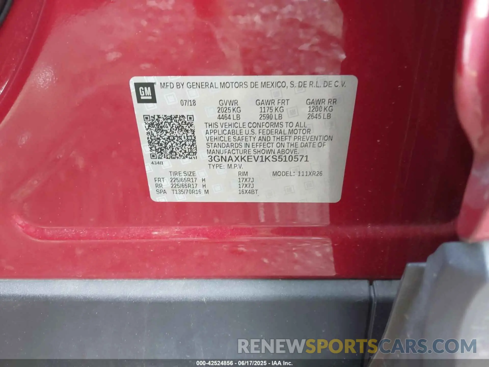 9 fotografías del automóvil dañado 3GNAXKEV1KS510571 CHEVROLET EQUINOX 2019