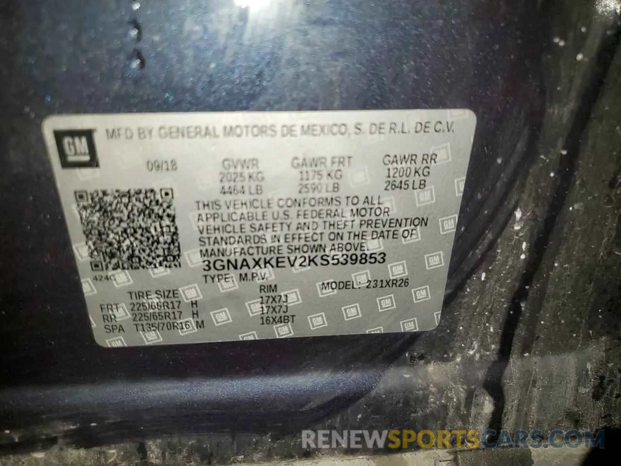 13 fotografías del automóvil dañado 3GNAXKEV2KS539853 CHEVROLET EQUINOX 2019