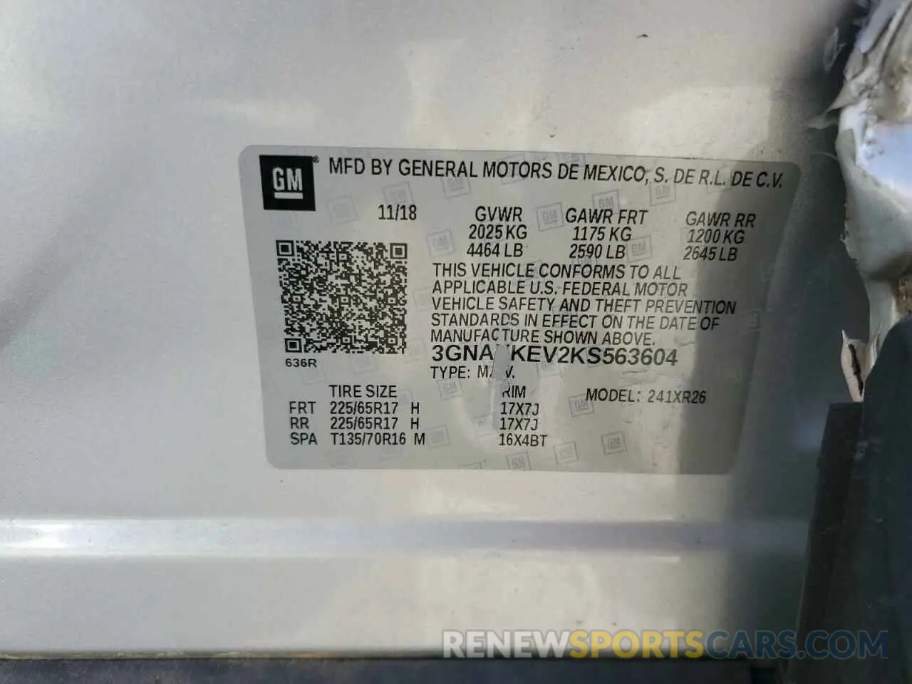 13 fotografías del automóvil dañado 3GNAXKEV2KS563604 CHEVROLET EQUINOX 2019