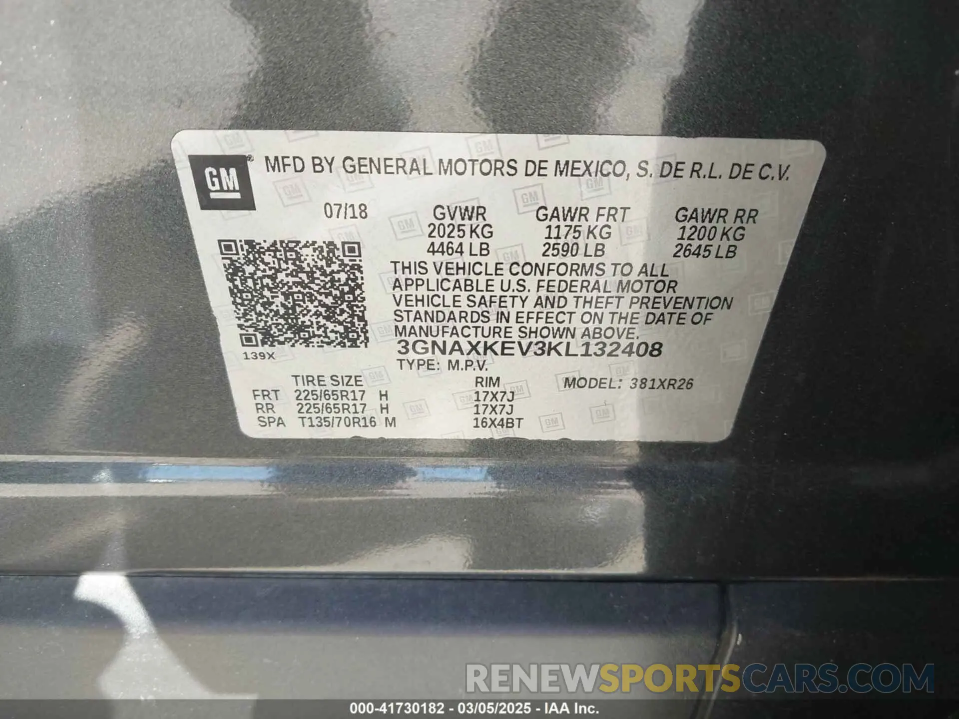9 fotografías del automóvil dañado 3GNAXKEV3KL132408 CHEVROLET EQUINOX 2019