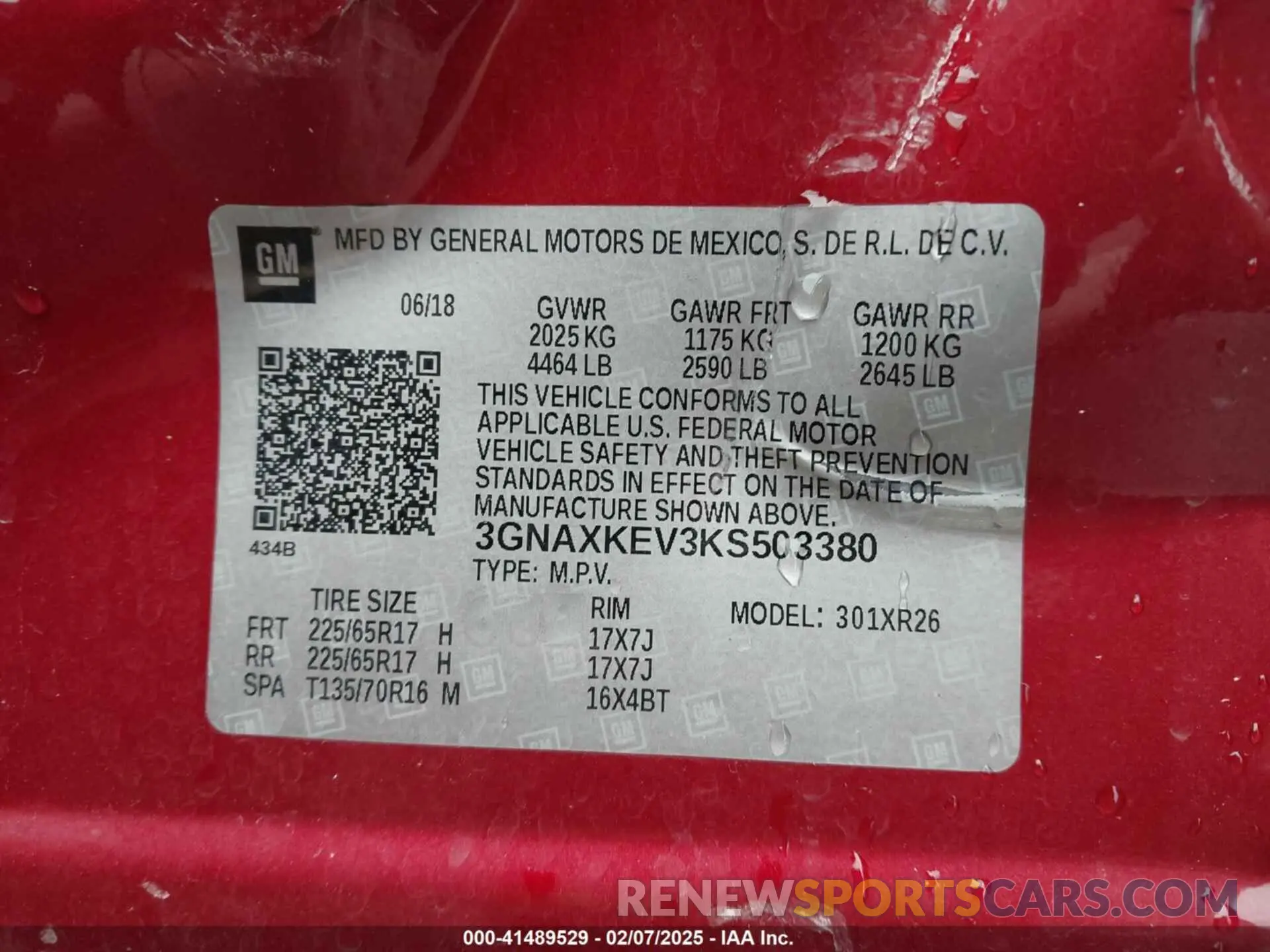 9 fotografías del automóvil dañado 3GNAXKEV3KS503380 CHEVROLET EQUINOX 2019