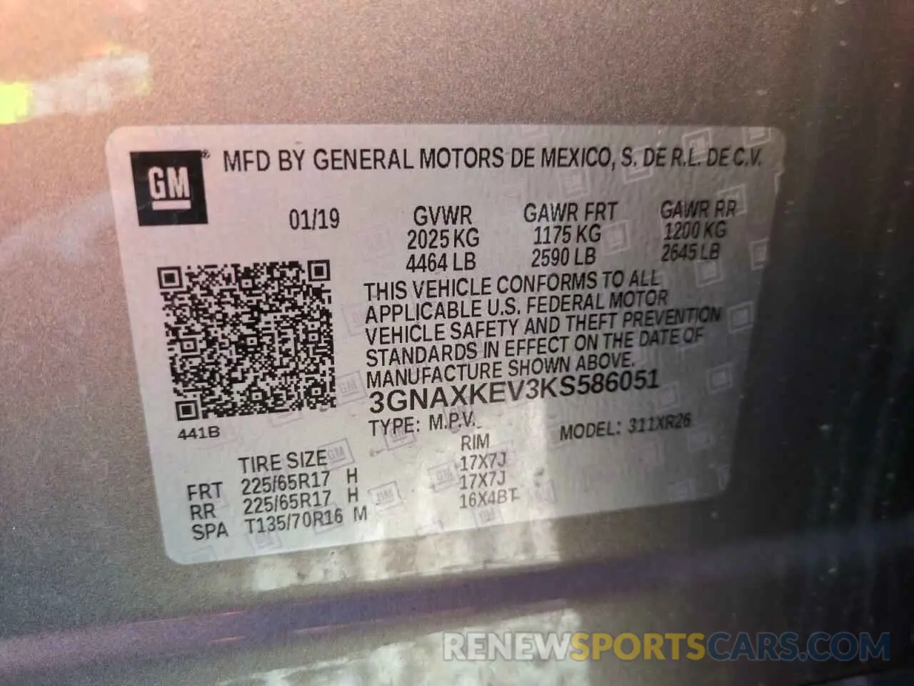 12 fotografías del automóvil dañado 3GNAXKEV3KS586051 CHEVROLET EQUINOX 2019