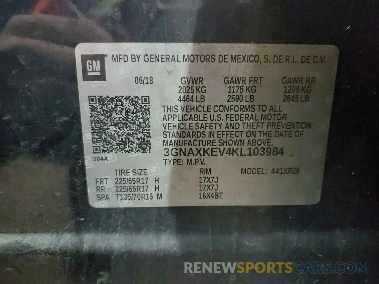 13 fotografías del automóvil dañado 3GNAXKEV4KL103984 CHEVROLET EQUINOX 2019