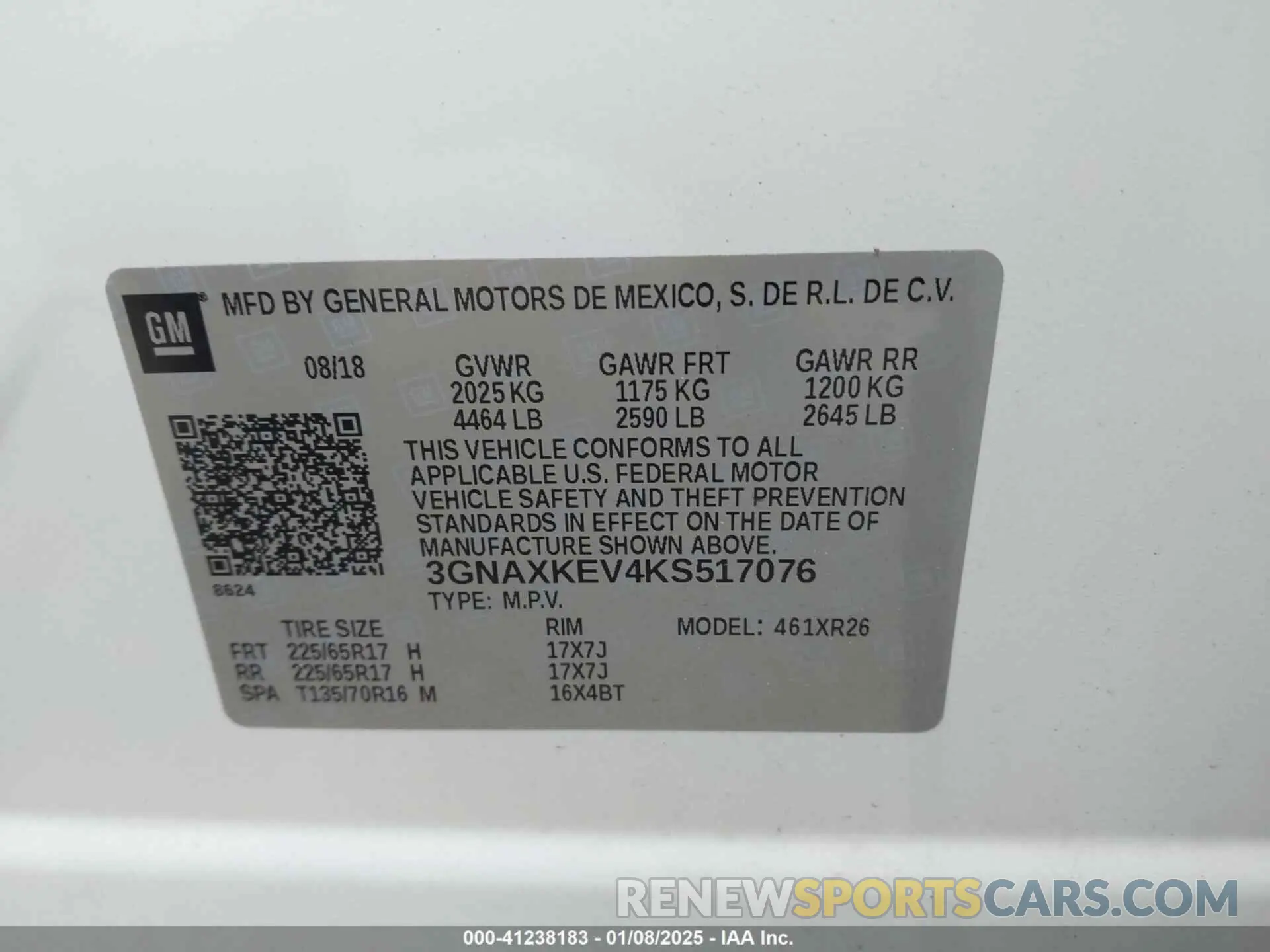 9 fotografías del automóvil dañado 3GNAXKEV4KS517076 CHEVROLET EQUINOX 2019