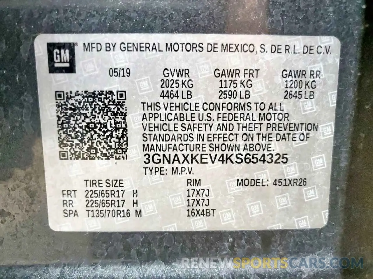 13 fotografías del automóvil dañado 3GNAXKEV4KS654325 CHEVROLET EQUINOX 2019