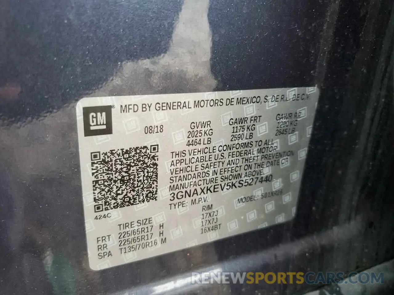 13 fotografías del automóvil dañado 3GNAXKEV5KS527440 CHEVROLET EQUINOX 2019