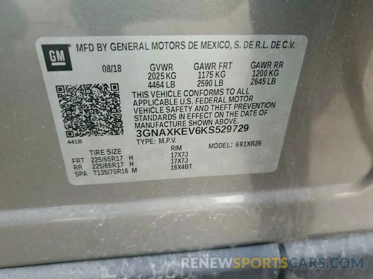 12 fotografías del automóvil dañado 3GNAXKEV6KS529729 CHEVROLET EQUINOX 2019