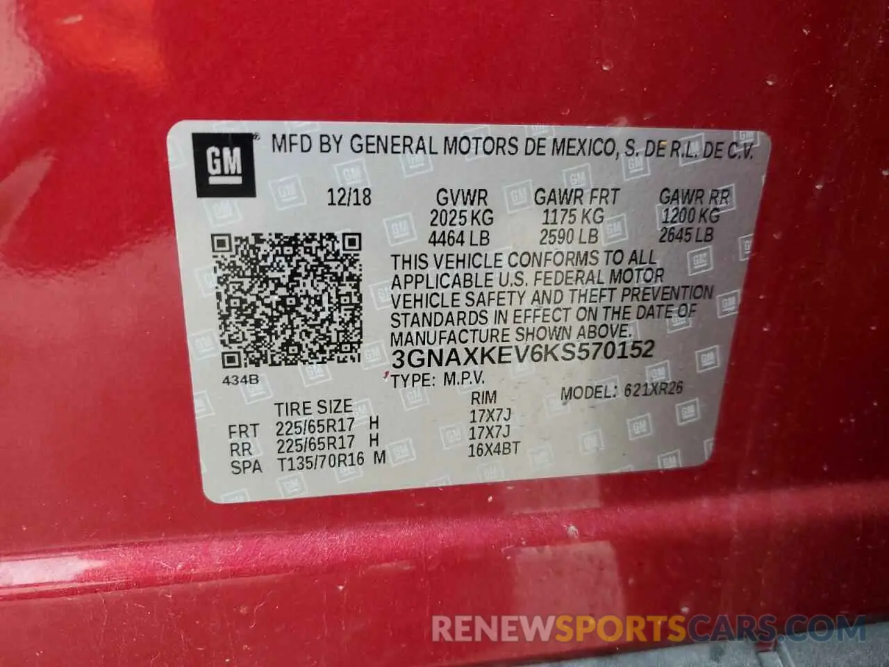 14 fotografías del automóvil dañado 3GNAXKEV6KS570152 CHEVROLET EQUINOX 2019