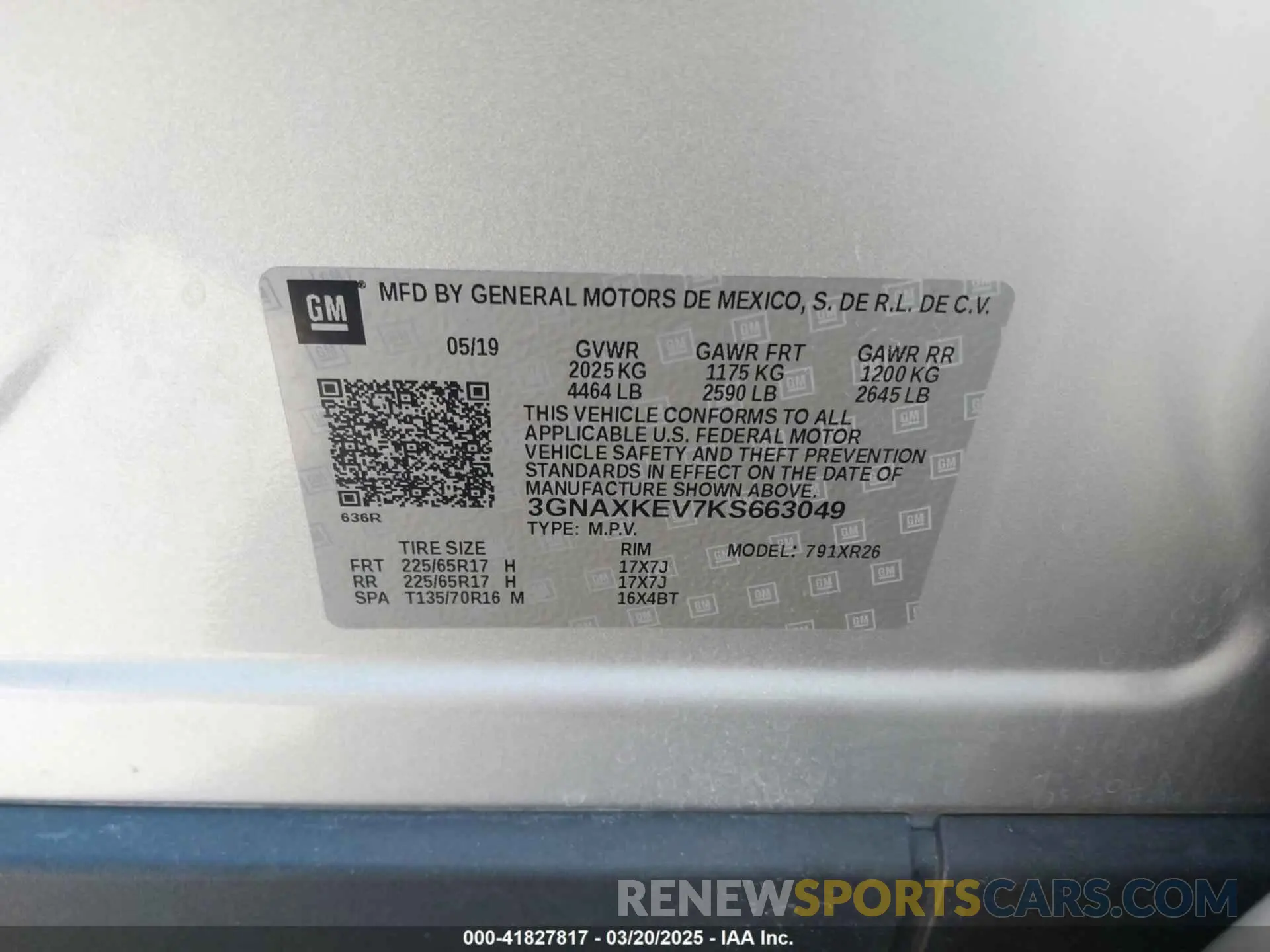 9 fotografías del automóvil dañado 3GNAXKEV7KS663049 CHEVROLET EQUINOX 2019