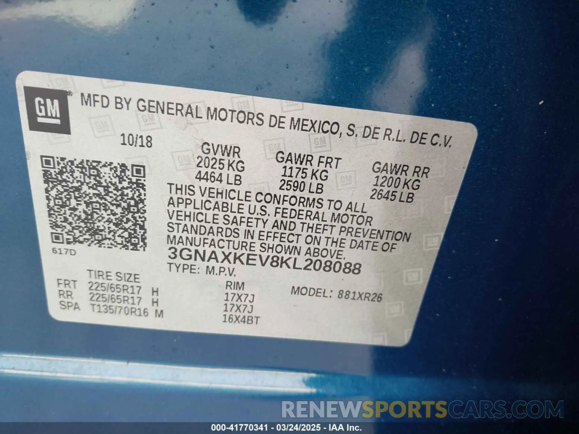 9 fotografías del automóvil dañado 3GNAXKEV8KL208088 CHEVROLET EQUINOX 2019