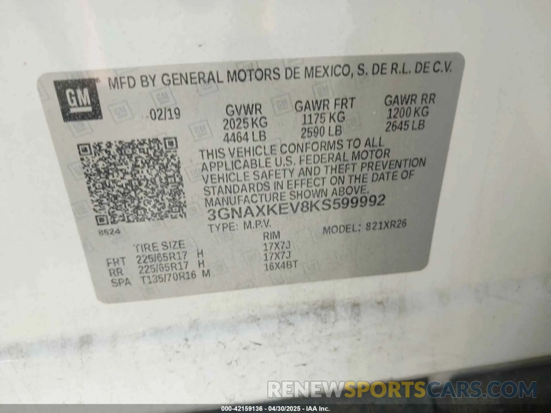 9 fotografías del automóvil dañado 3GNAXKEV8KS599992 CHEVROLET EQUINOX 2019