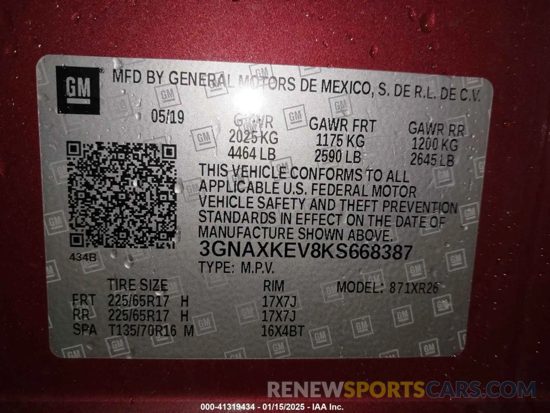 9 fotografías del automóvil dañado 3GNAXKEV8KS668387 CHEVROLET EQUINOX 2019