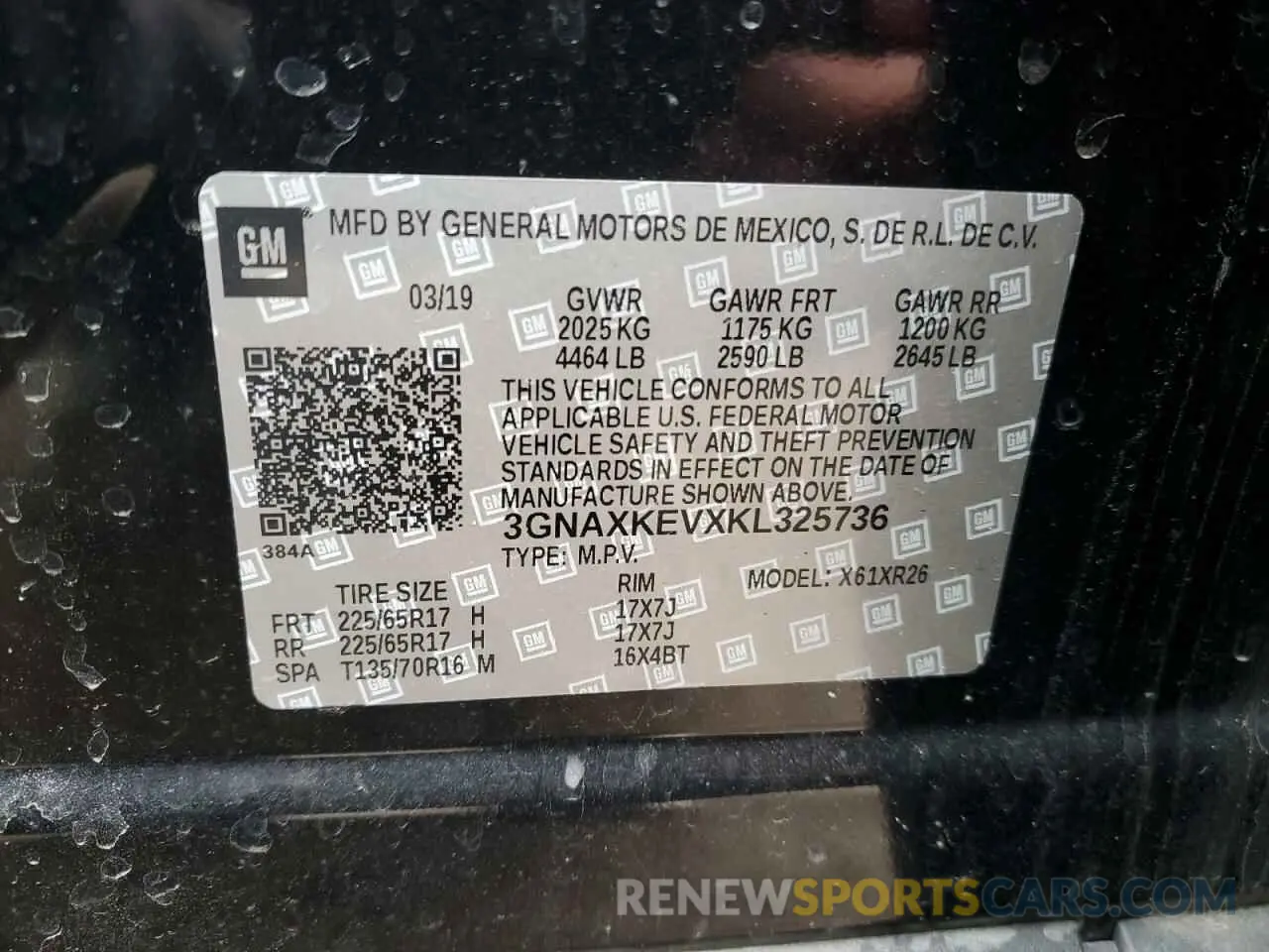 16 fotografías del automóvil dañado 3GNAXKEVXKL325736 CHEVROLET EQUINOX 2019