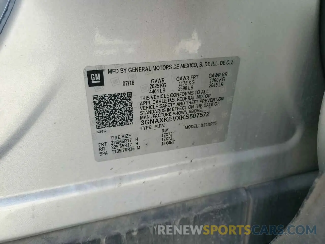 13 fotografías del automóvil dañado 3GNAXKEVXKS507572 CHEVROLET EQUINOX 2019