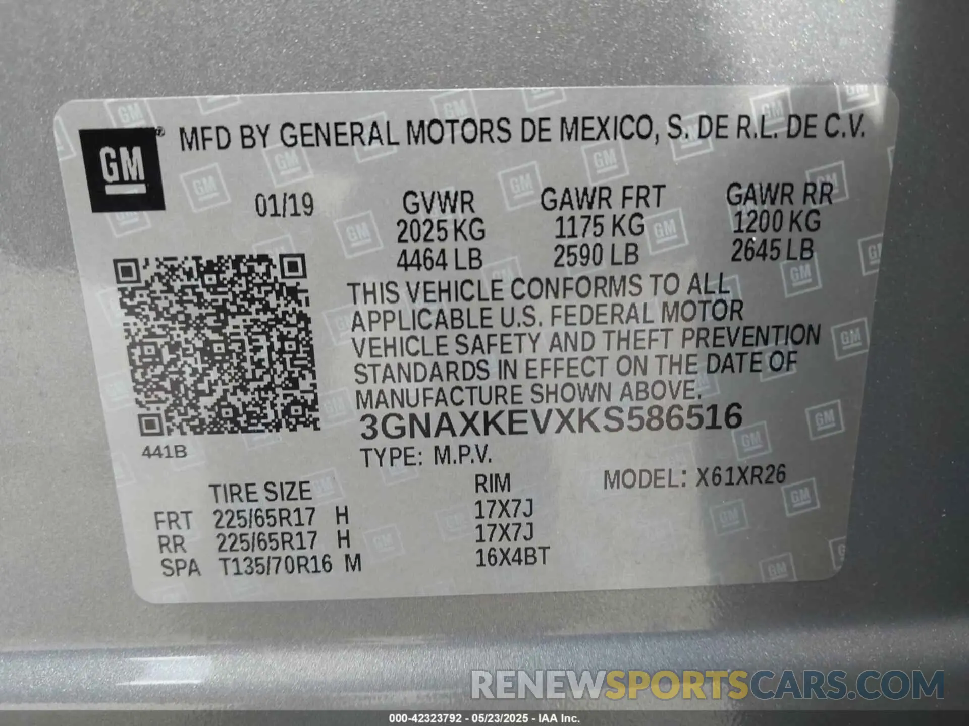 9 fotografías del automóvil dañado 3GNAXKEVXKS586516 CHEVROLET EQUINOX 2019