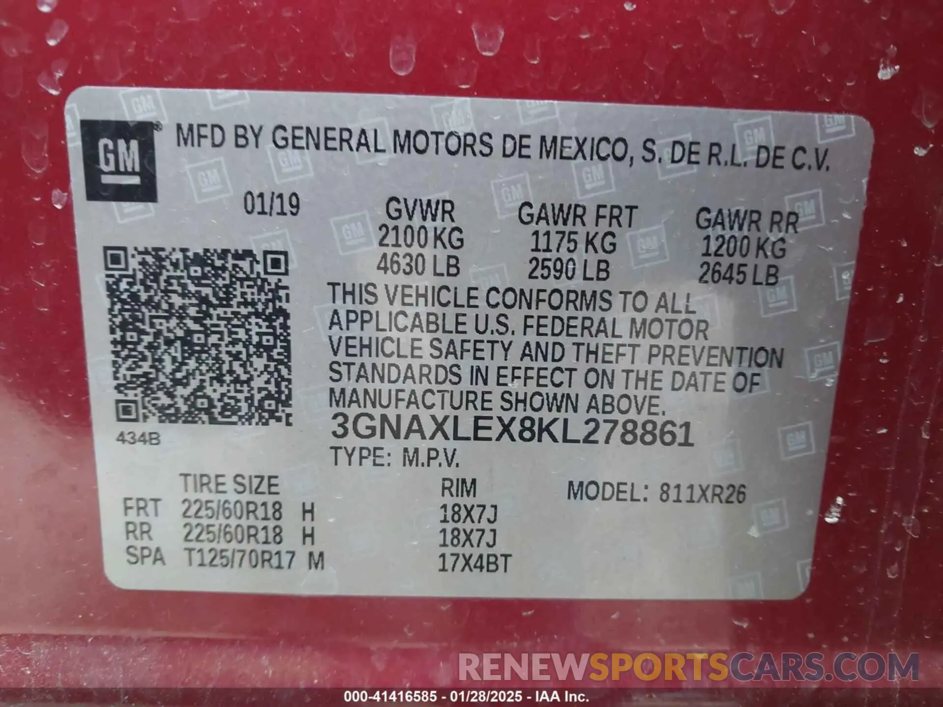 9 fotografías del automóvil dañado 3GNAXLEX8KL278861 CHEVROLET EQUINOX 2019