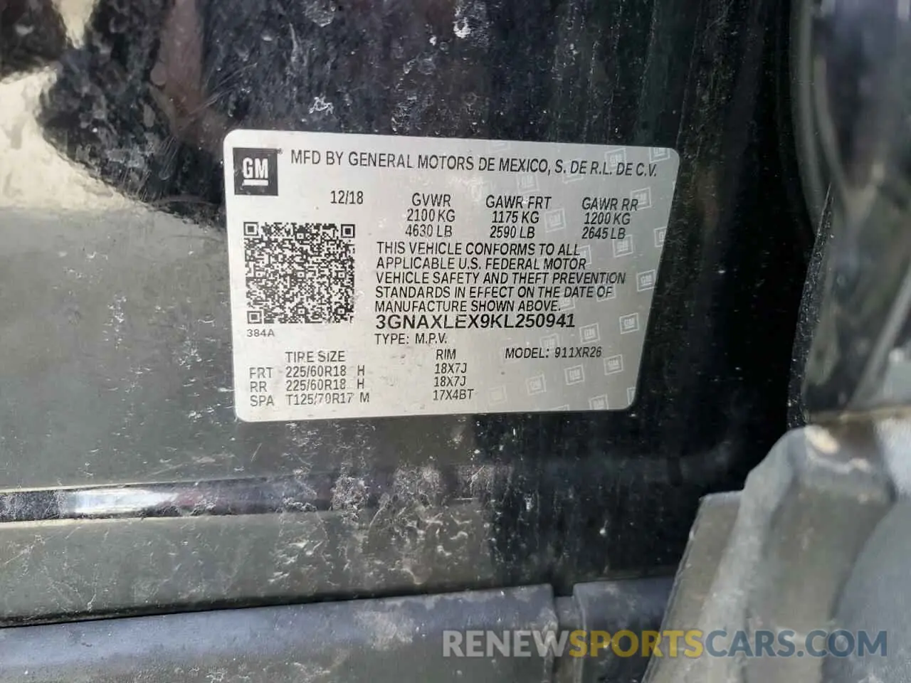 13 fotografías del automóvil dañado 3GNAXLEX9KL250941 CHEVROLET EQUINOX 2019