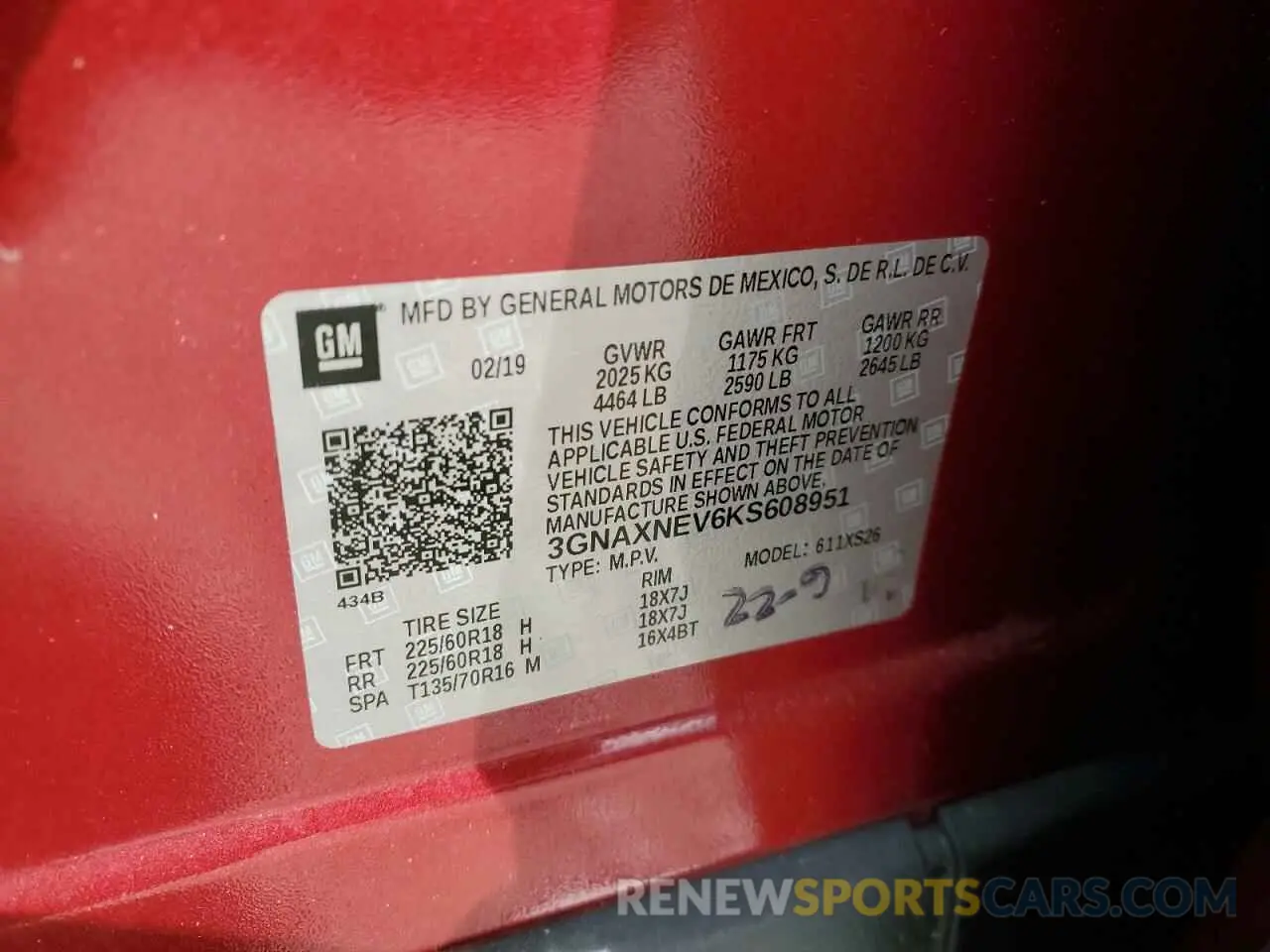 14 fotografías del automóvil dañado 3GNAXNEV6KS608951 CHEVROLET EQUINOX 2019
