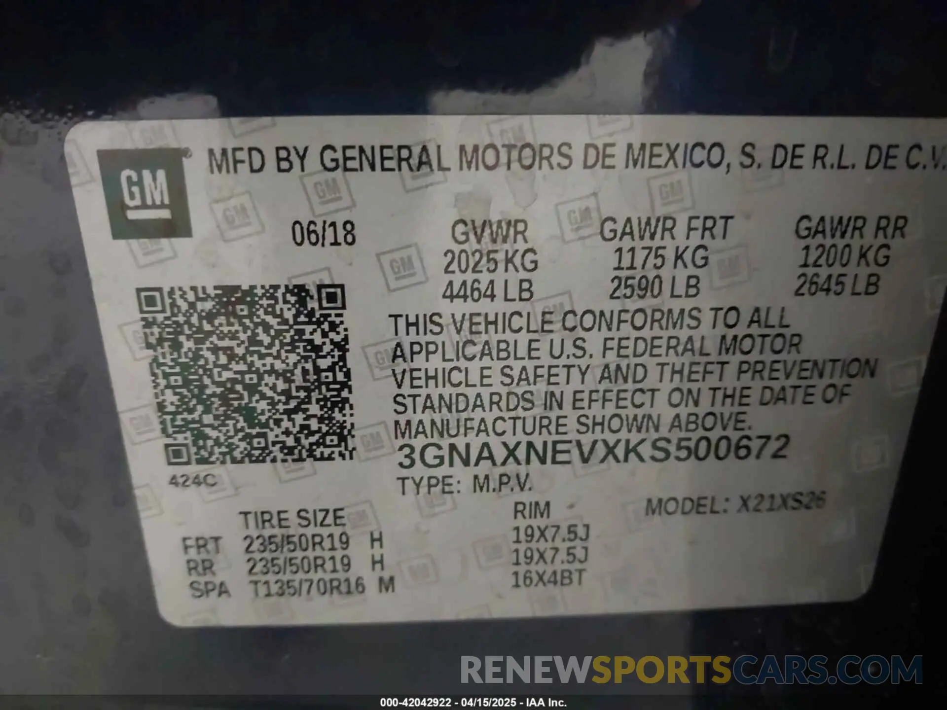 9 fotografías del automóvil dañado 3GNAXNEVXKS500672 CHEVROLET EQUINOX 2019