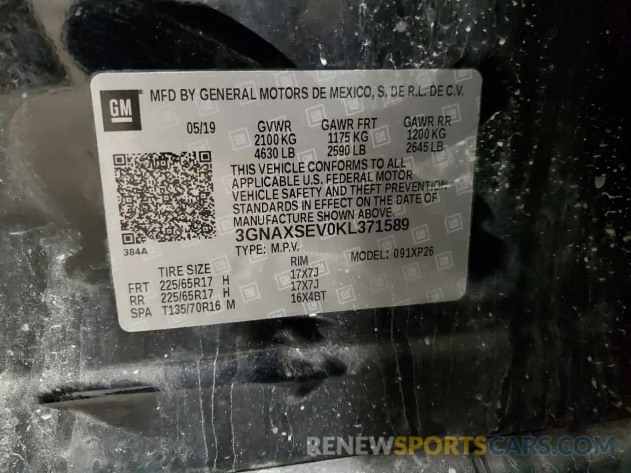 14 fotografías del automóvil dañado 3GNAXSEV0KL371589 CHEVROLET EQUINOX 2019